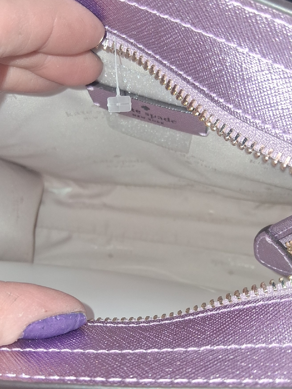 kate spade Metallic Lavender-Pink Mini Tote with Card Holder - Picture 12 of 14